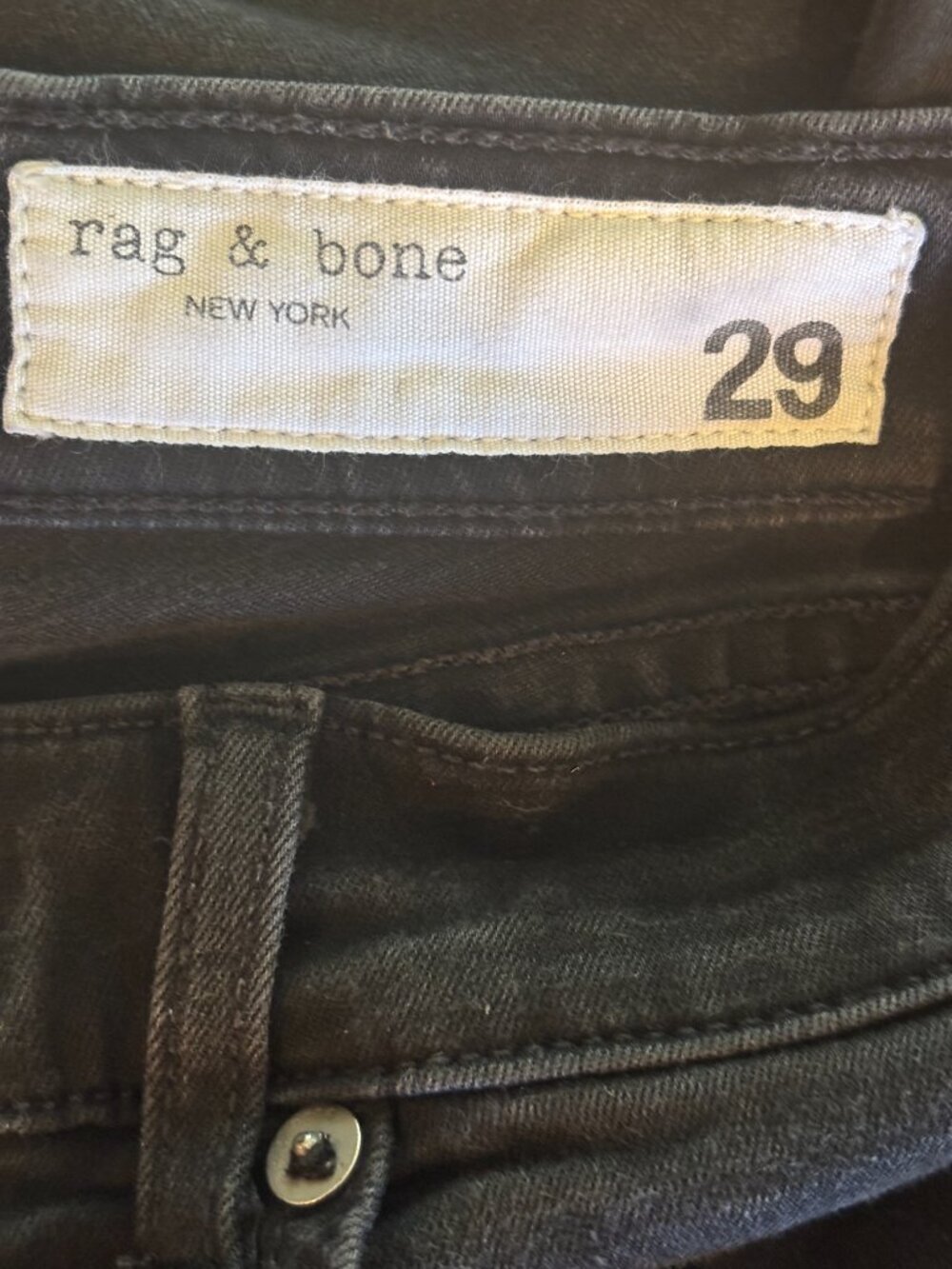 Rag and Bone Ankle Skinny Jeans Washed Black Raw Hem Size 29/8 Like New - Picture 4 of 7